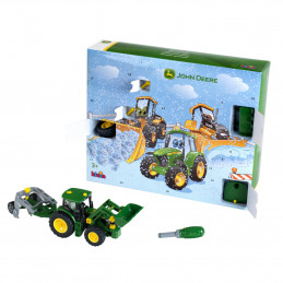 Calendario de Adviento John Deere con piezas para montar un tractor de juguete a escala 1:24.