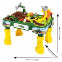 Mesa de juego de arena y agua John Deere Granja con juguetes de tractor y cosechadora para niños.