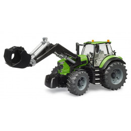 Tractor de juguete Deutz 8280 TTV Bruder a escala 1:16 con cargador frontal funcional.