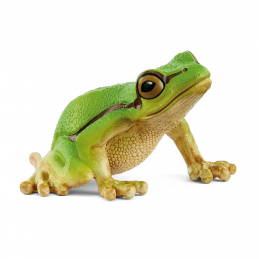 Figura realista de rana arborícola europea Schleich pintada a mano para juego y colección.