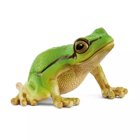 Figura realista de rana arborícola europea Schleich pintada a mano para juego y colección.