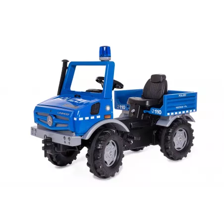 Camión de pedales rollyUnimog THW azul para niños de 3 a 8 años