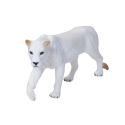 Figura realista de leona blanca Mojo pintada a mano para juego educativo y coleccionistas.
