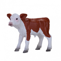 Ternero Hereford de juguete Mojo pintado a mano con gran realismo para juego educativo.