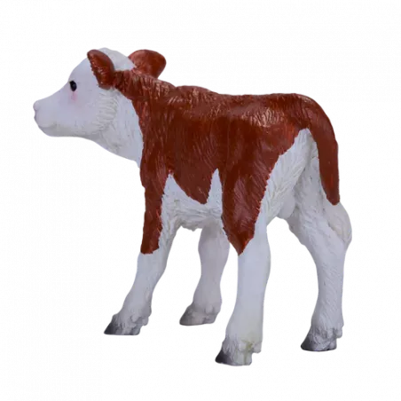 Ternero Hereford de juguete Mojo pintado a mano con gran realismo para juego educativo.