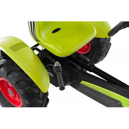 Kart de pedales BERG XL Claas BFR con diseño de tractor agrícola para niños.