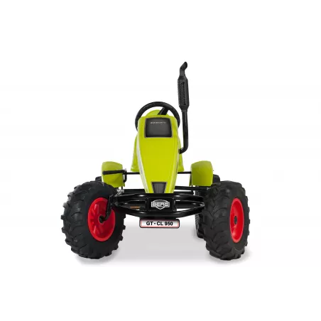 Kart de pedales Berg XXL Claas BFR con diseño de tractor agrícola robusto para niños.