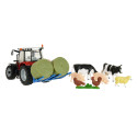 Tractor Massey Ferguson 5612 a escala 1:32 de Britains con juego de animales de juguete para coleccionistas.