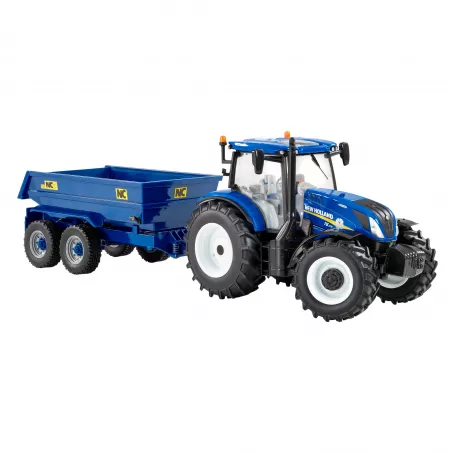 Tractor de juguete New Holland T6 con remolque NC a escala 1:32 para coleccionistas