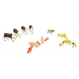 Set de 17 figuras de animales de granja de juguete a escala 1:32 marca Britains para niños.