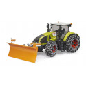 Tractor de juguete Claas Axion 950 Bruder con pala quitanieves y cadenas de nieve