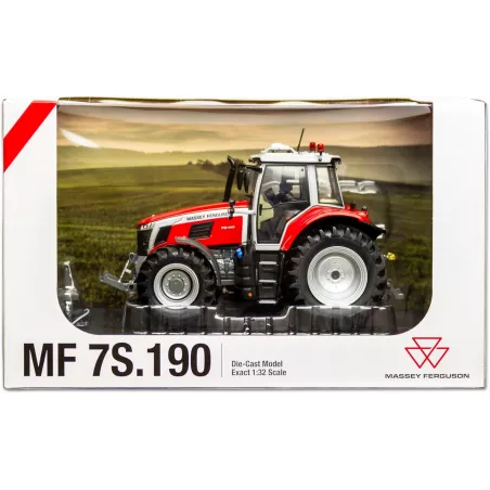 Réplica a escala 1:32 del tractor Massey Ferguson 7S.190 de Universal Hobbies, miniatura detallada de colección.