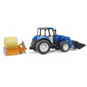 Tractor de juguete Bruder New Holland T5.120 escala 1:16 con cargador frontal, caja de carga y horquillas