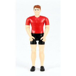 Figura articulada de hombre con camiseta roja a escala 1:16 compatible con vehículos Bruder.