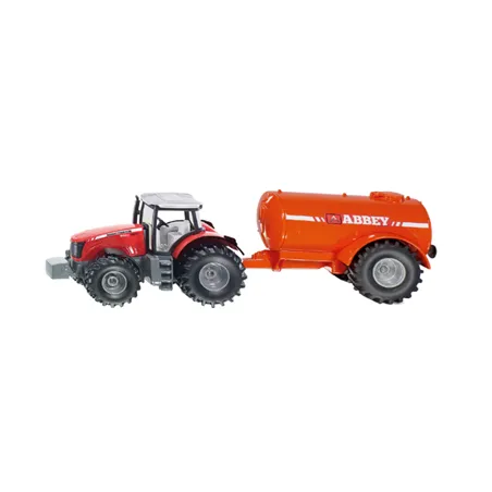 Tractor Massey Ferguson con cisterna Abbey a escala 1:50 de Siku
