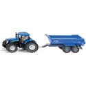Tractor New Holland a escala 1:50 con remolque basculante Krampe de metal Siku