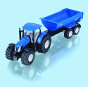 Tractor de juguete New Holland a escala 1:50 con remolque basculante Krampe de metal.