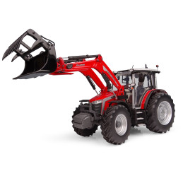 Tractor Massey Ferguson 5M.145 a escala 1:32 con cargadora frontal funcional, miniatura detallada de colección.