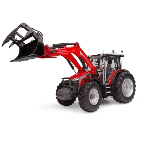 Tractor Massey Ferguson 5M.145 a escala 1:32 con cargadora frontal funcional, miniatura detallada de colección.