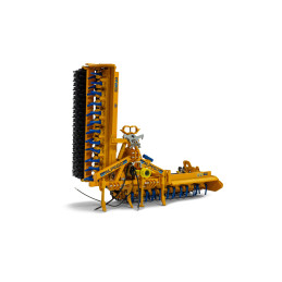 Grada rotativa Alpego DTEK PLUS 600 con rodillo Packer para preparación de suelo agrícola.