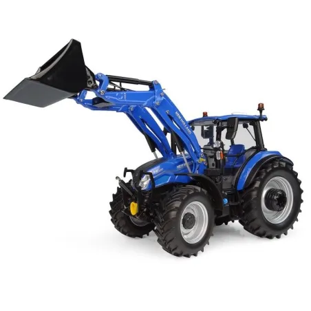 Réplica a escala 1:32 del tractor New Holland T5.120 con cargadora frontal 655LU de Universal Hobbies.