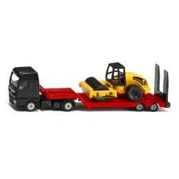 Camión MAN con apisonadora de juguete Siku a escala 1:87 en metal y plástico