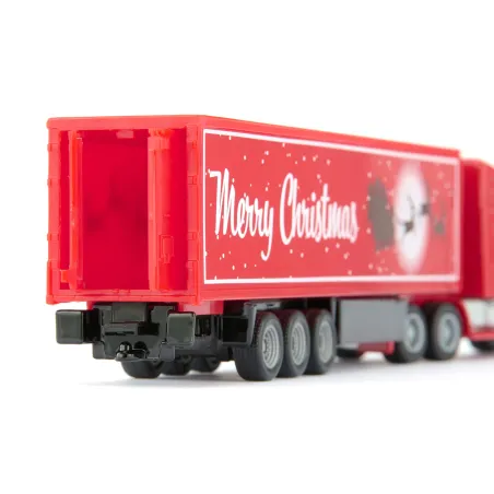 Camión navideño Freightliner SIKU escala 1:87 rojo con detalles cromados y motivos festivos de colección