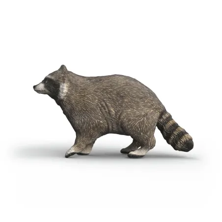Figura de mapache de juguete Schleich pintada a mano con detalles realistas