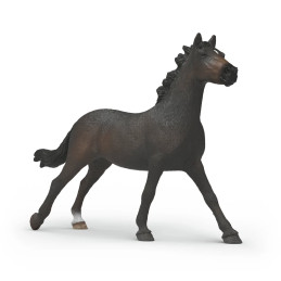 Figura detallada de yegua purasangre inglesa Schleich esculpida a mano para juego y coleccionismo.