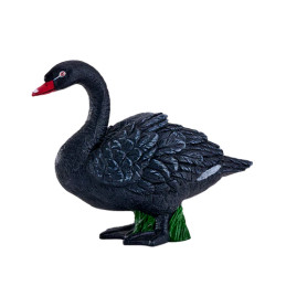 Cisne negro decorativo pintado a mano con detalles realistas, pieza elegante de decoración para el hogar.