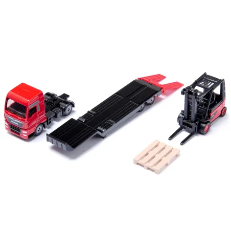 Camión MAN miniatura escala 1:87 con carretilla elevadora Linde SIKU.