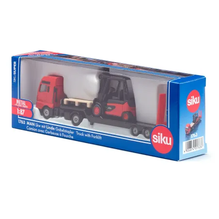 Camión MAN miniatura escala 1:87 con carretilla elevadora Linde SIKU.