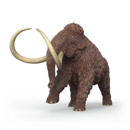 Figura de mamut de juguete Schleich con pelaje detallado y colmillos realistas.