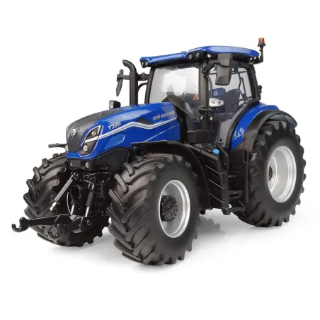 Réplica a escala 1:32 del tractor New Holland T7.210 Dynamic Blue de metal azul.