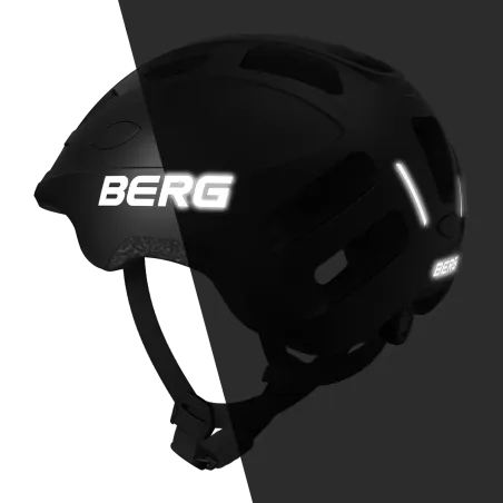 Casco de bicicleta infantil BERG S con ajuste trasero y detalles reflectantes para seguridad.