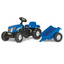 Tractor New Holland con remolque a pedales