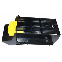 Base de asiento ergonómica con asa de bloqueo amarilla para tractor a pedales Rolly Toys X-Trac Premium.