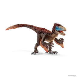 Figura de juguete del dinosaurio Utahraptor de Schleich con garra en forma de hoz.