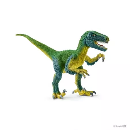 Figura de velocirráptor de juguete Schleich con diseño realista y postura dinámica.