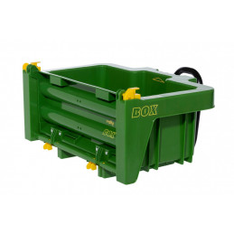 Remolque de juguete rollyBox para tractores de pedal infantiles, apto para niños de 3 a 10 años.