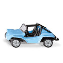 Buggy de juguete miniatura fabricado en metal y plástico resistente con enganche para acoplamiento.