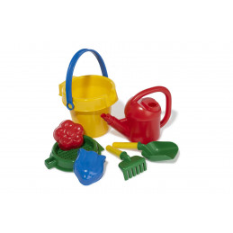 Juego de cubos de 7 piezas Rolly Toys de plástico resistente para jugar en la arena y el jardín.