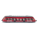 Tren de cercanías de juguete en miniatura fabricado de metal y plástico con sistema de acoplamiento