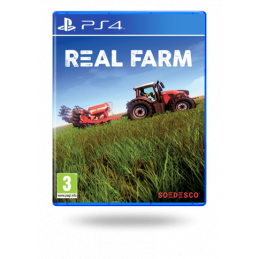 Videojuego Real Farm para PS4 con un tractor agrícola trabajando en un campo de cultivo.