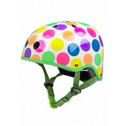 Casco infantil de lunares neón talla M con sistema de regulación y ventilación para bicicleta