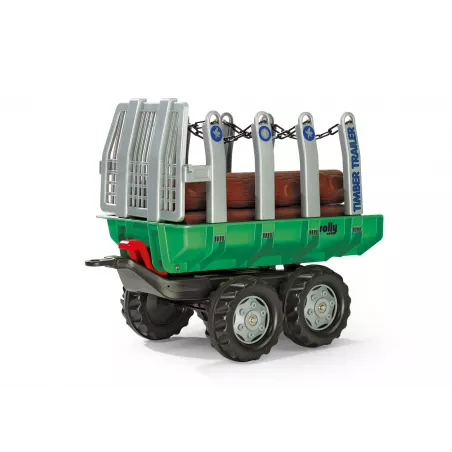 Remolque 2 ejes con 6 Troncos para tractor a pedales