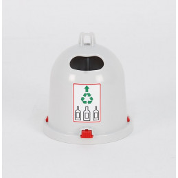 Contenedor de reciclaje de vidrio blanco Bruder a escala 1:16 para camiones de juguete.