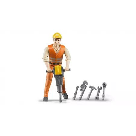 Trabajador de la construcción con los accesorios : escala 1:16