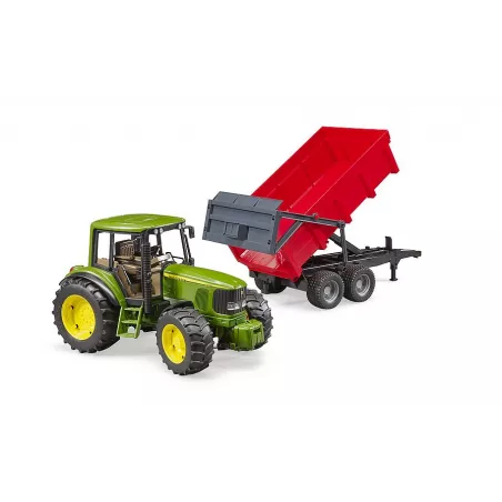 Tractor de juguete John Deere 6920 con remolque verde a escala 1:16