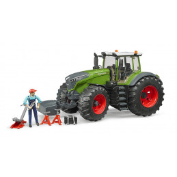 Tractor de juguete Fendt 1050 Vario mecánico Bruder a escala 1:16 con puertas y capó que se abren.